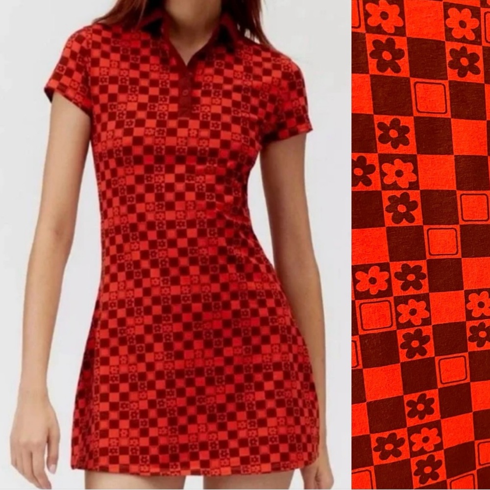 NWOT Urban Outfitters Retro Y2K Collared Short Sleeve Mini Dress Womens Small